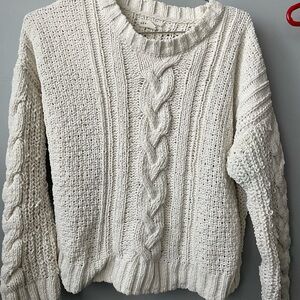 Aeropostale Cream Cable-Knit Crewneck Sweater